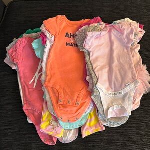 (25) pieces of baby girl onesies (3-6 months)